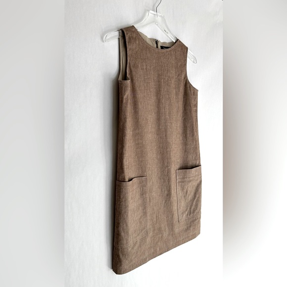 Theory Mod Sleeveless Bronze Linen Blend Shift Dress Size 2 NWT - Picture 6 of 15